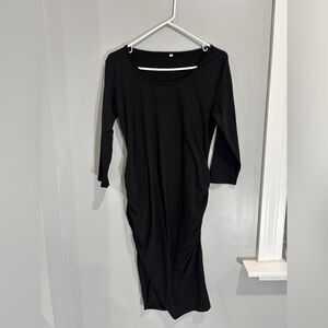 Maternity Bodycon long sleeve medium black dress holiday dress